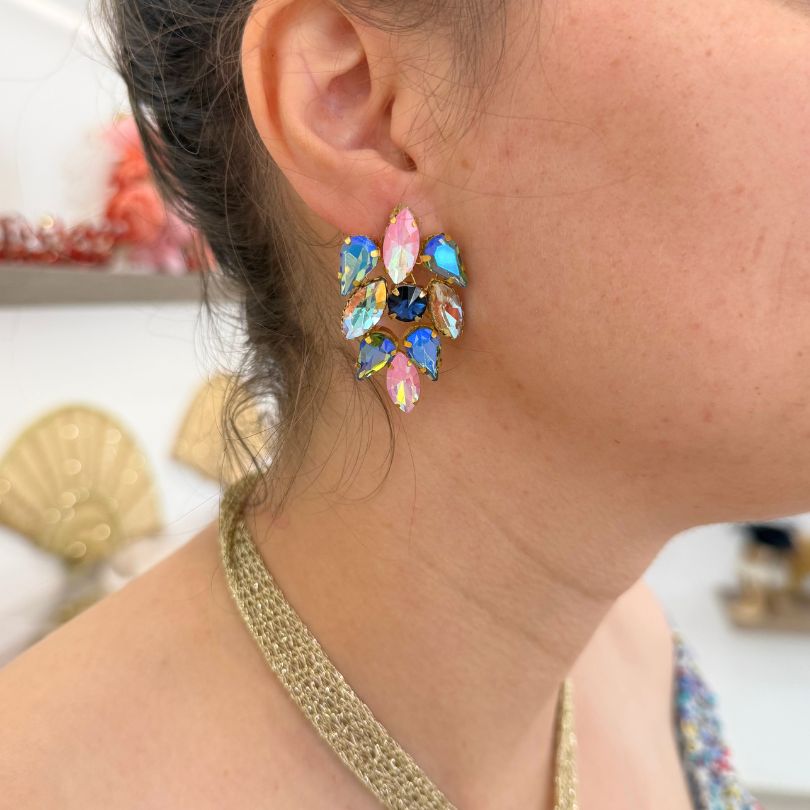 Collier multicolore cristaux luxe ensemble