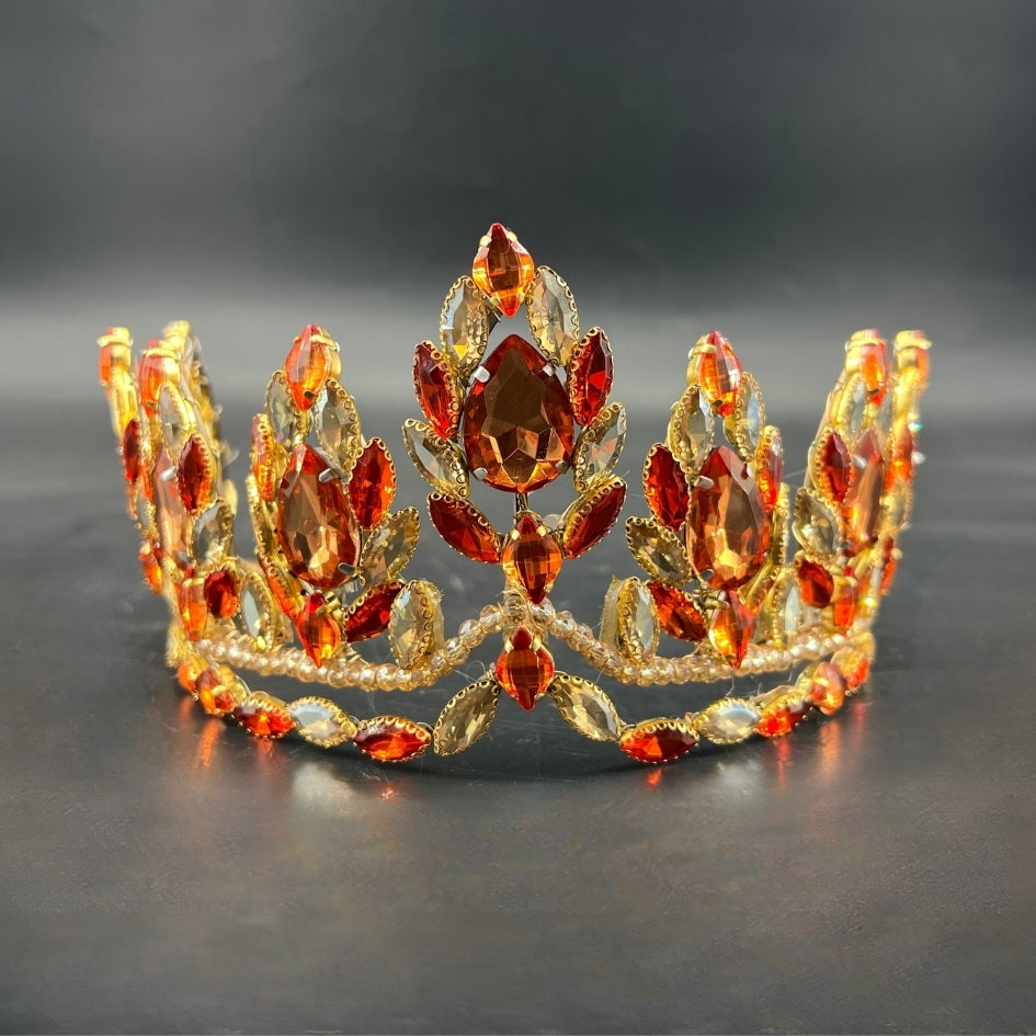 Pack mariage bijoux et couronne dorée orange