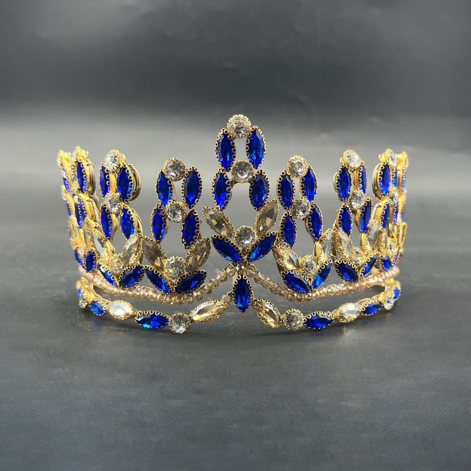 Pack mariage couronne dorée pierres bleu royal