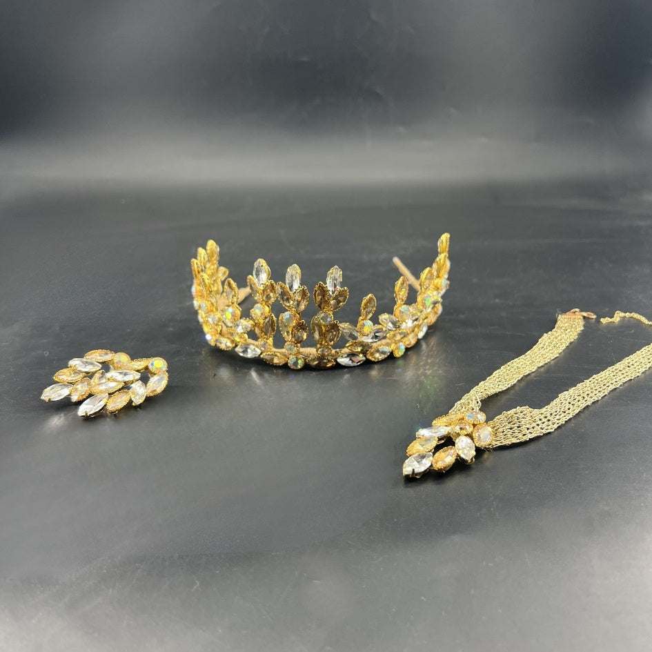 Pack mariage couronne dorée cristaux lumineux