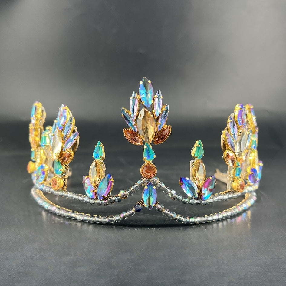 Pack mariage couronne cristaux irisés multicolores