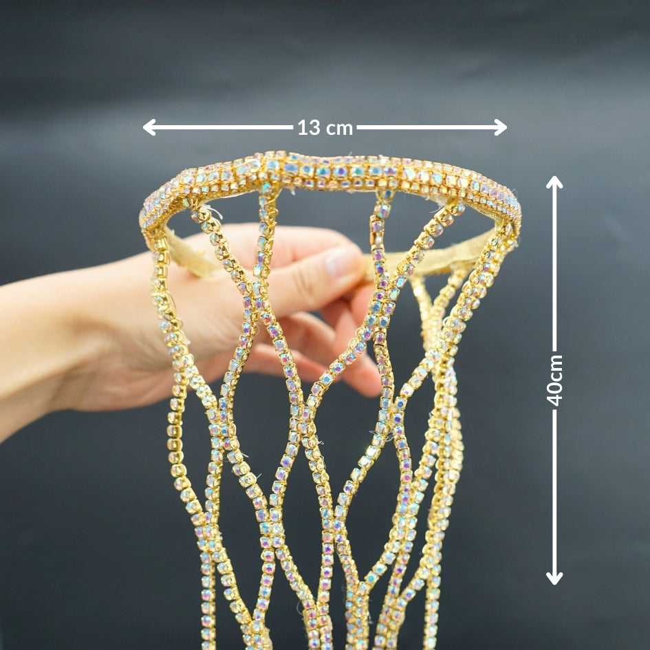 Accessoire Festif en Cristaux Dorés - Idéal pour Tenues de Soirée