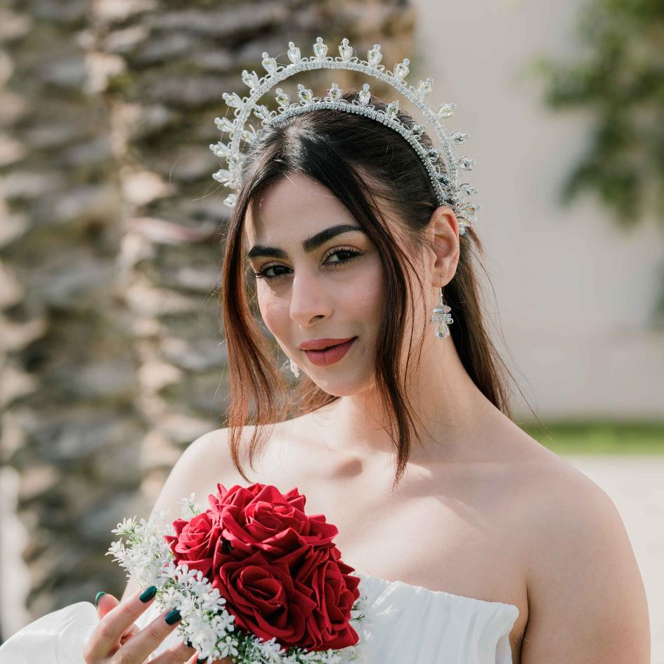 Couronne de mariage modelé double couleur blanc