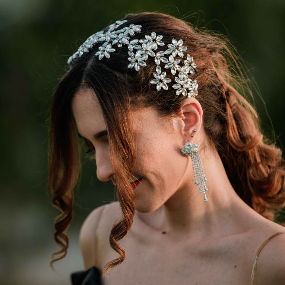 Accessoire de coiffure floral en strass