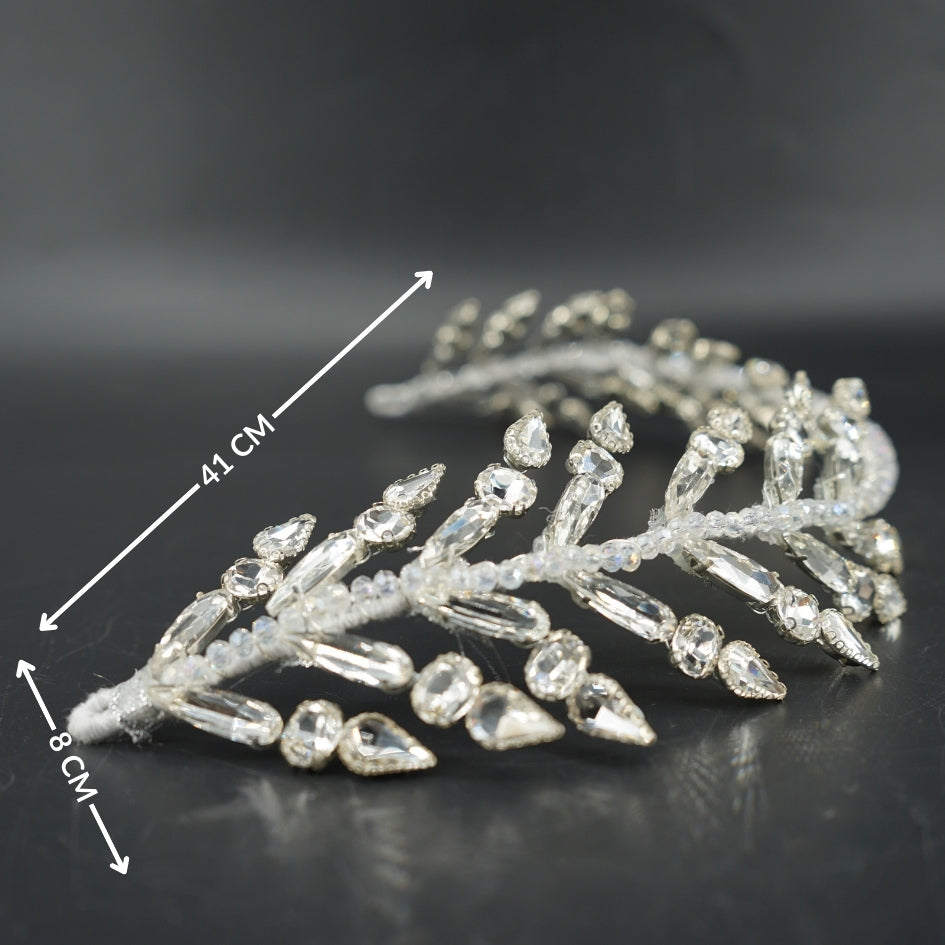 Broche de mariage à motif feuillage en cristal