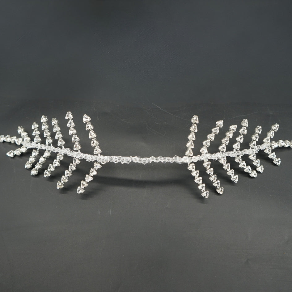 Broche de Mariage Blanche Feuillage en Cristal