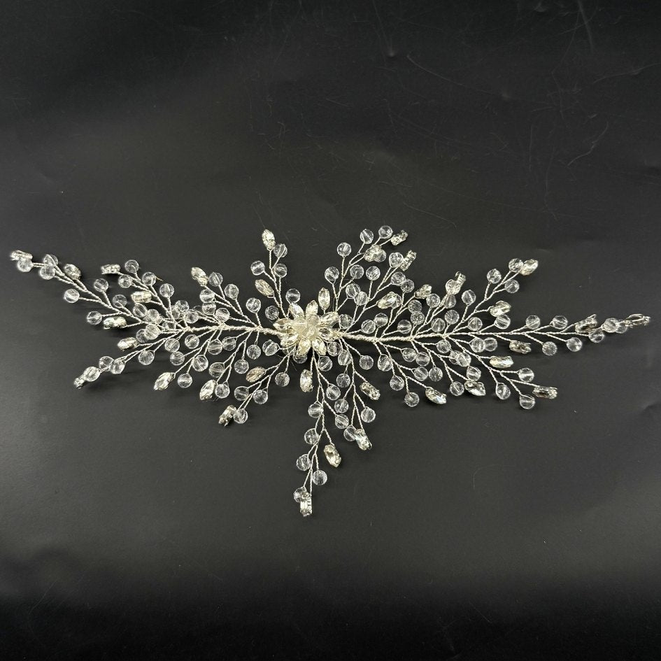 Accessoire cheveux mariage perles cristal argenté