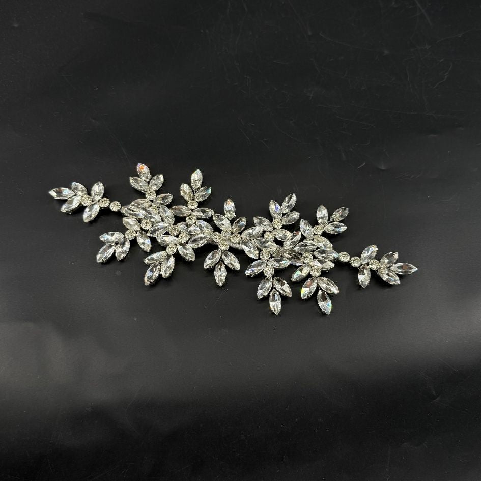 Barrette cheveux strass argentée florale