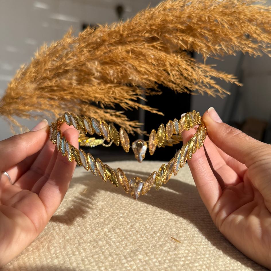 Broche de Mariage Dorée Artisanale