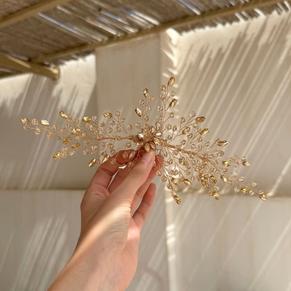 Accessoire cheveux doré perles cristal mariage