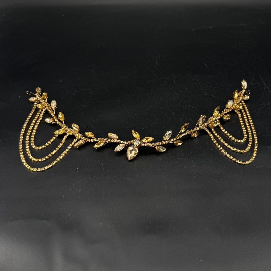 Bijou de Cheveux Doré Cristaux Élégance Mariée