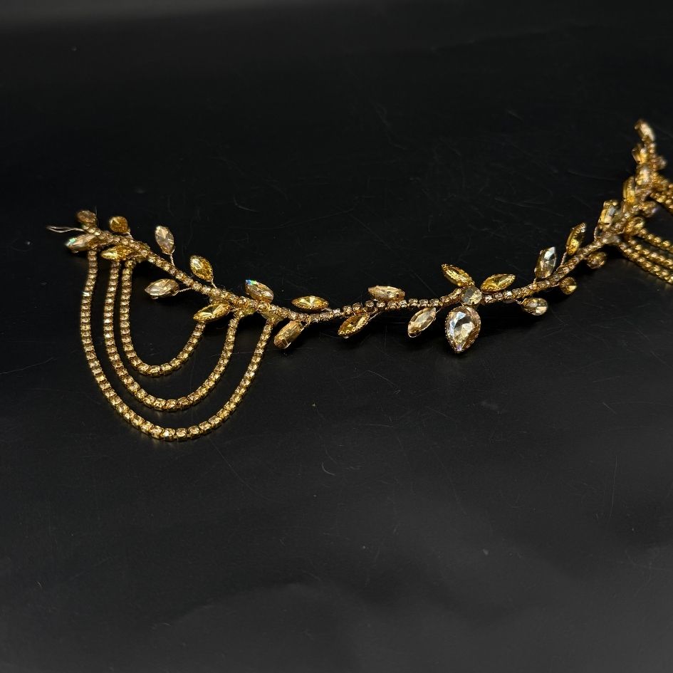 Bijou de Cheveux Doré Cristaux Élégance Mariée