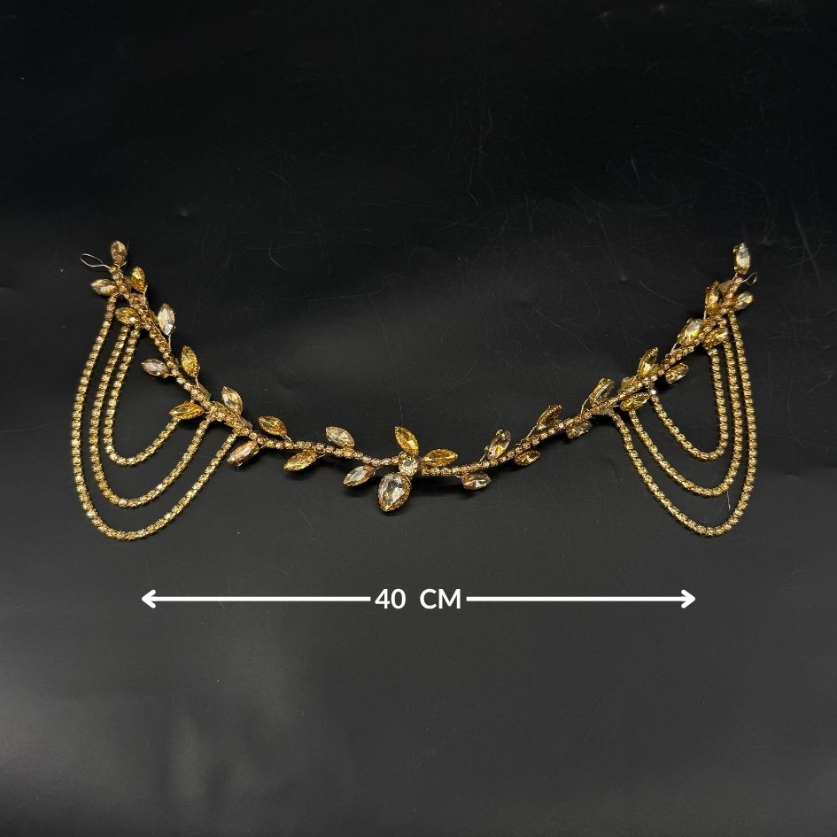 Bijou de Cheveux Doré Cristaux Élégance Mariée