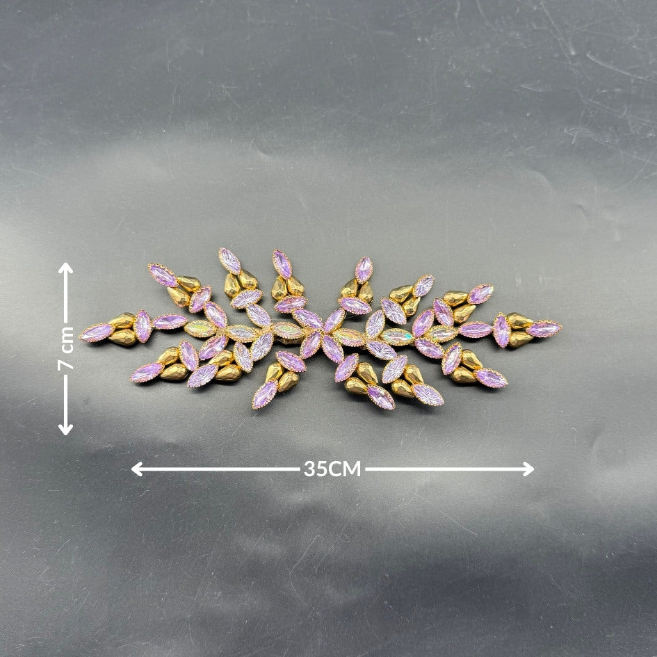 Broche feuillage lilas et doré