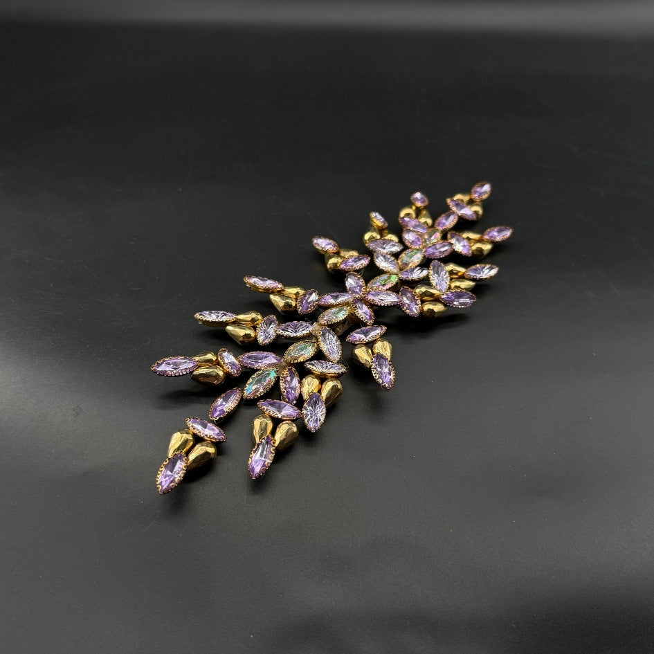 Broche feuillage lilas et doré