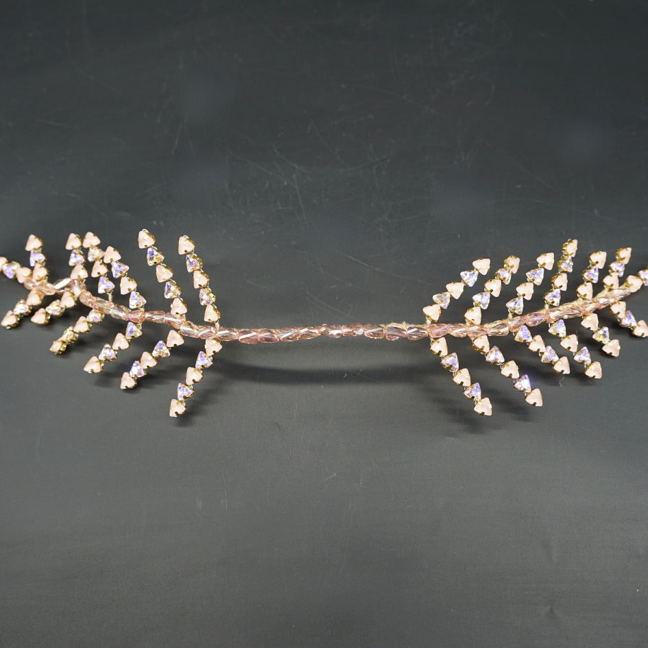 Broche de Mariage Dorée Feuillage en Cristaux Irisés Artisanale