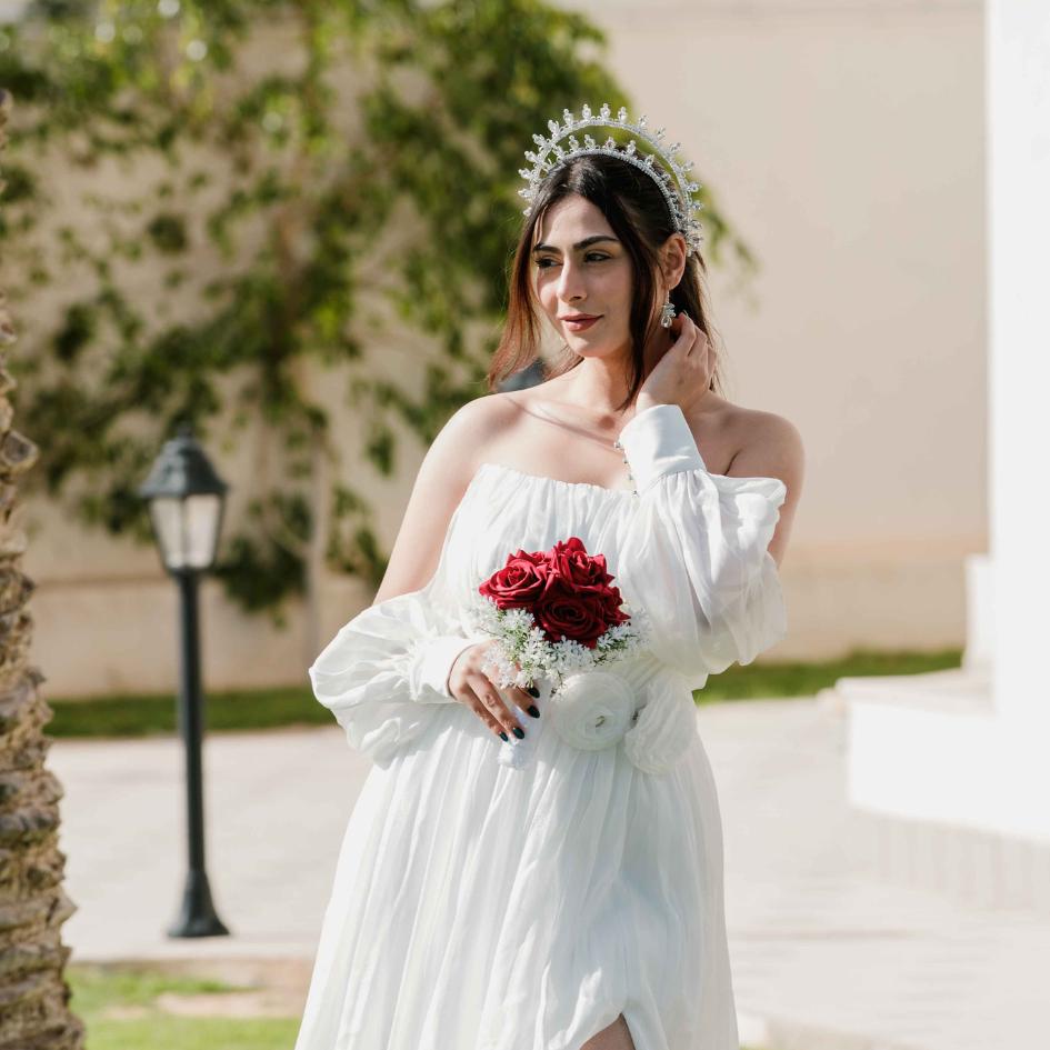 Couronne de mariage modelé double couleur blanc