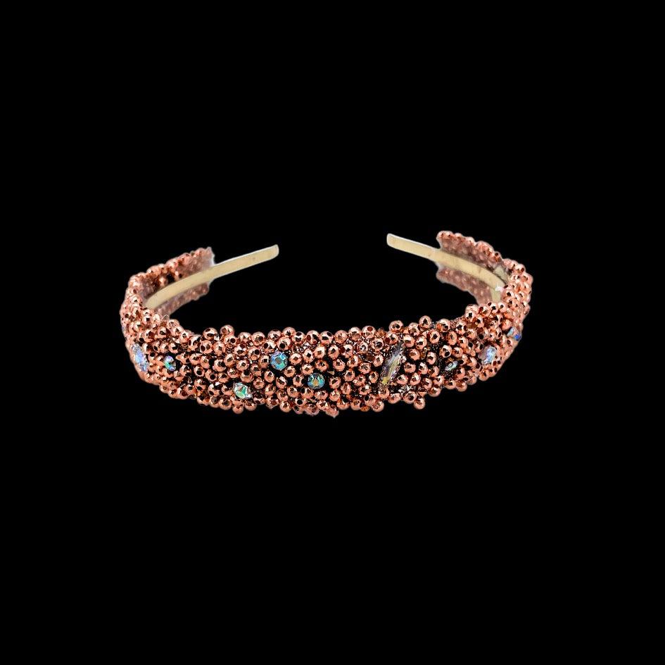 Bandeau cheveux de mariage couleur rose avec des perles et Diamonds