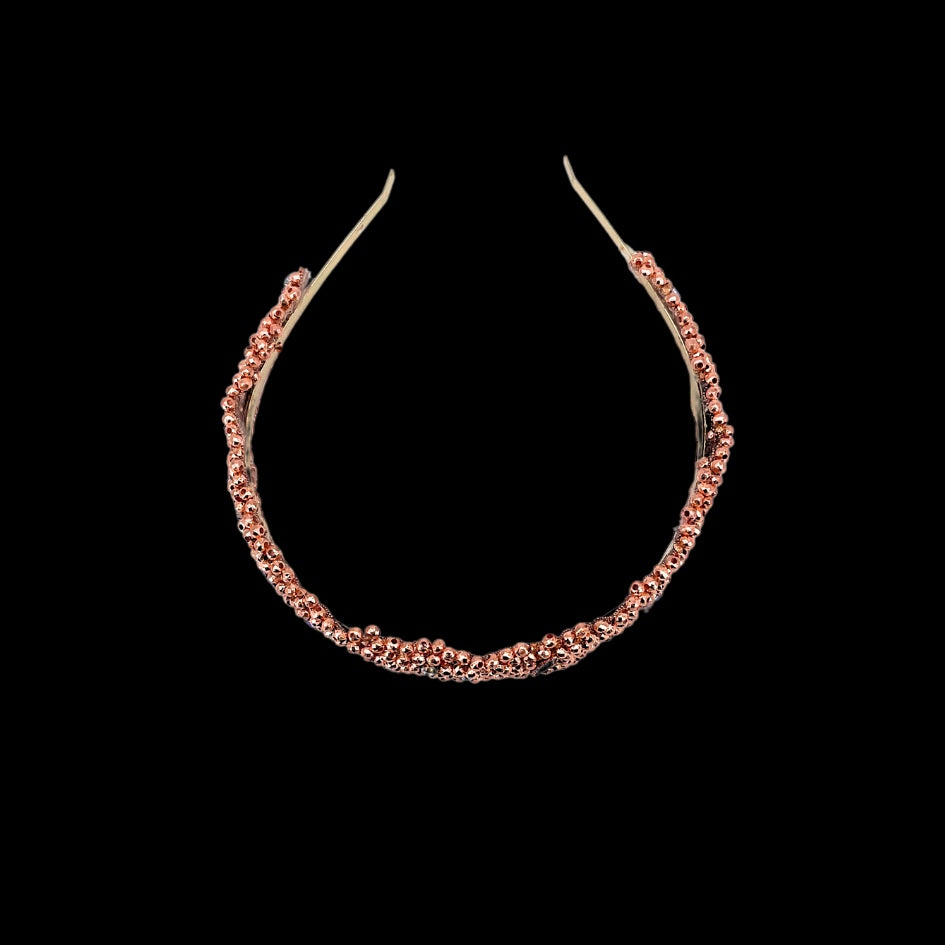 Bandeau cheveux de mariage couleur rose avec des perles et Diamonds