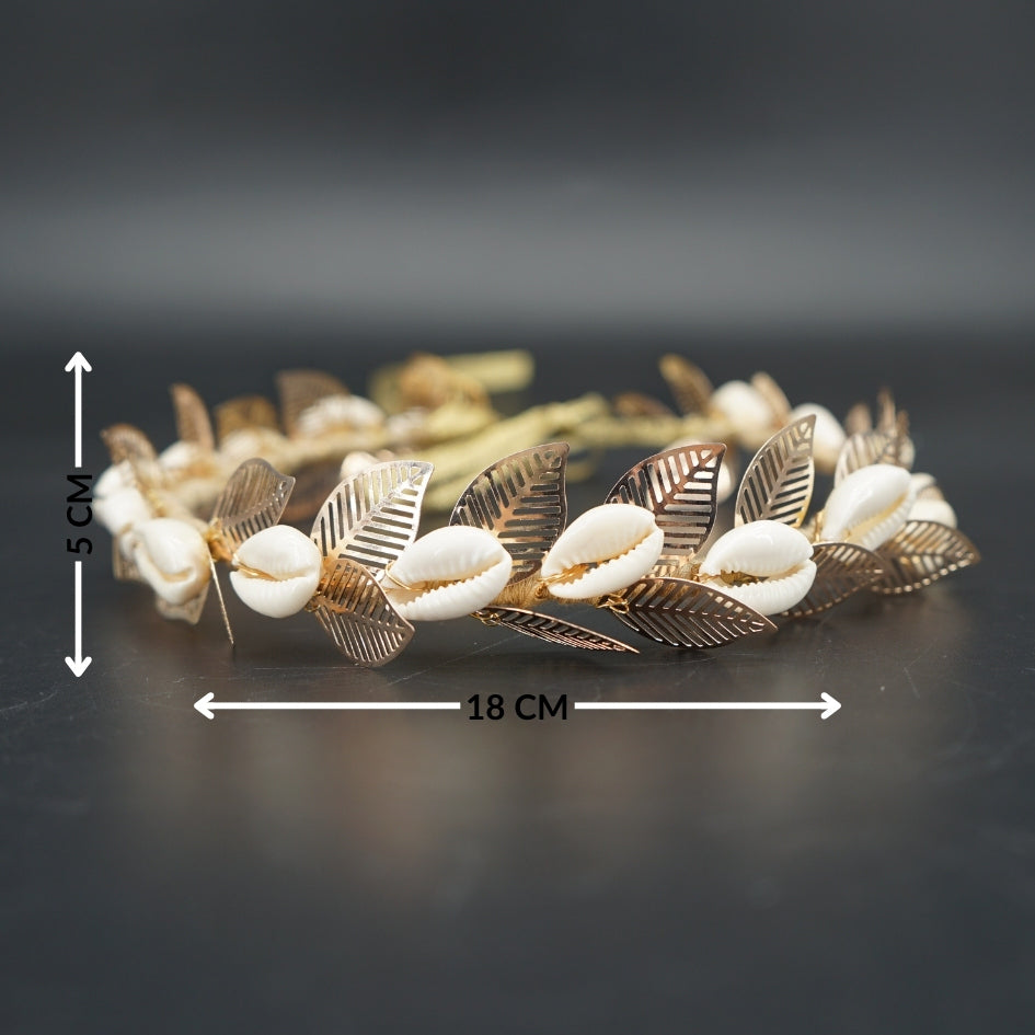 Bandeau mariage doré avec coquillages, fait main