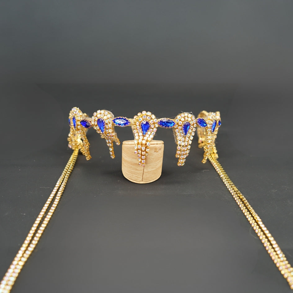 Bandeau cheveux de mariage couleur bleu
