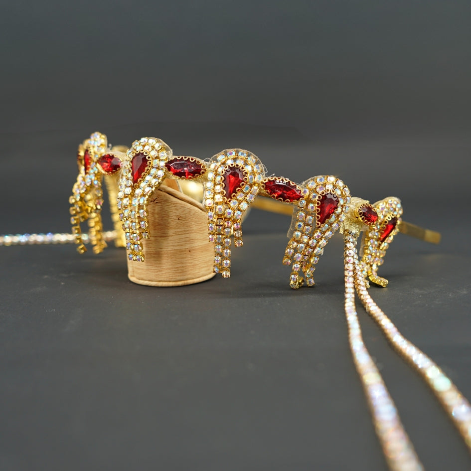 Bandeau cheveux de mariage couleur rouge