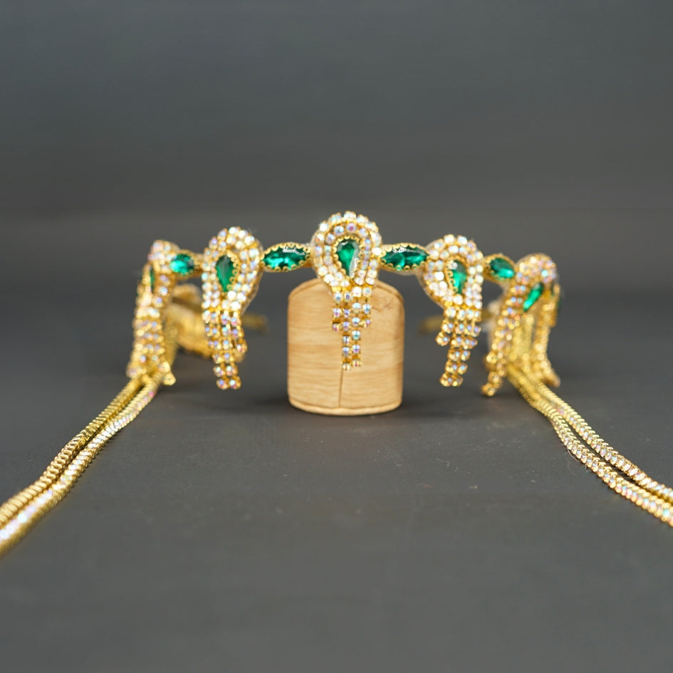 Bandeau cheveux de mariage couleur vert foncé