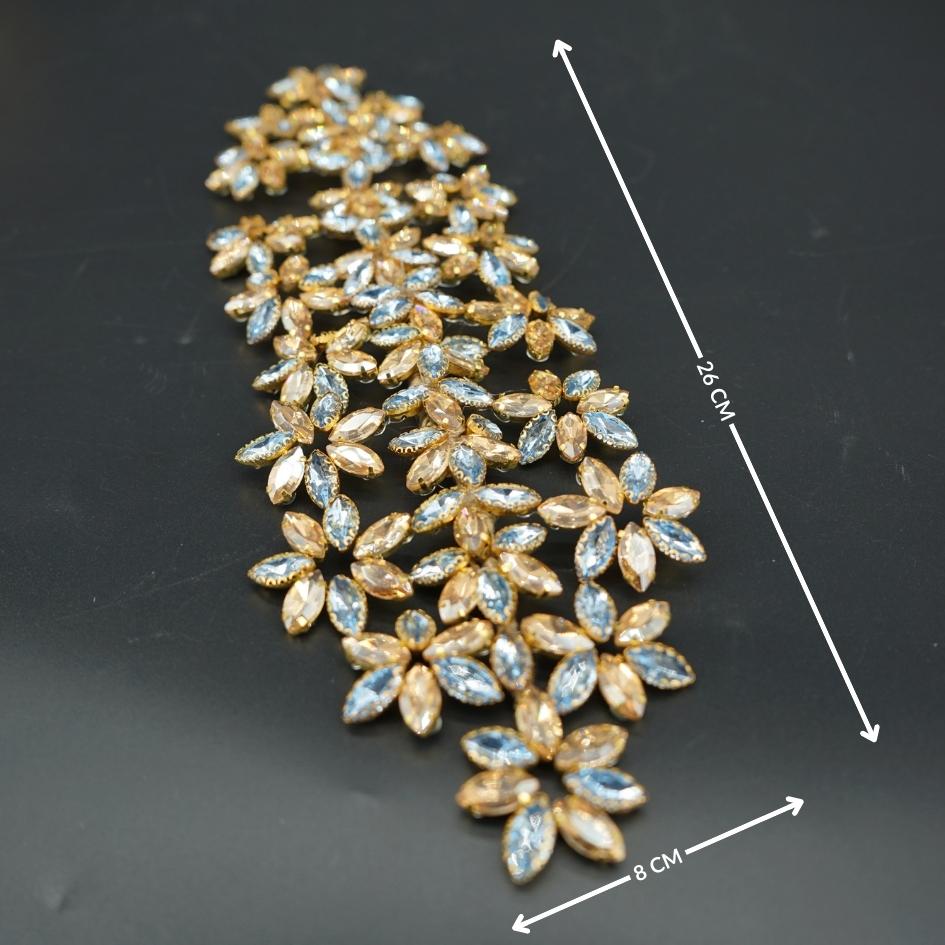 Bijou de tête doré et bleu – Serre-tête mariage chic et bohème