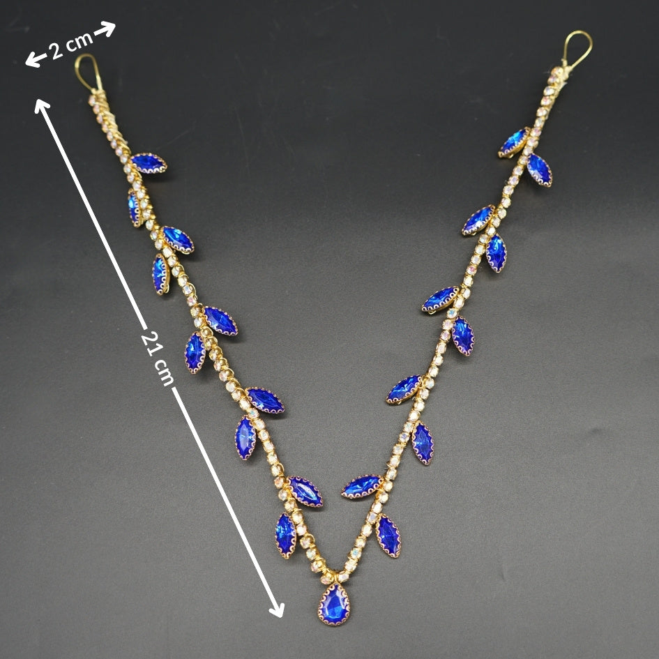 Bijou de tête bleu roi pour mariée élégante style royal
