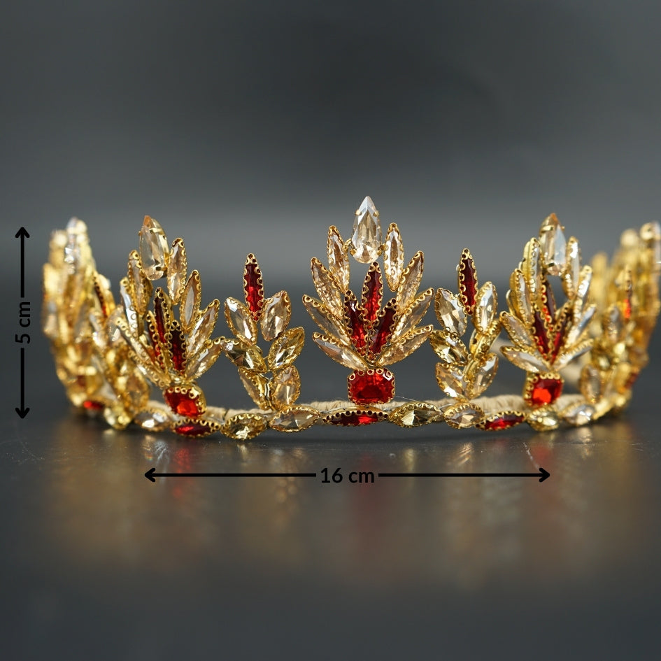 Bijou de tête fait main – Couronne éclatante Rouge et dorée