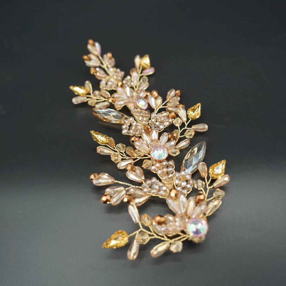Bijou de tête mariage bohème en cristaux – Accessoire de coiffure chic
