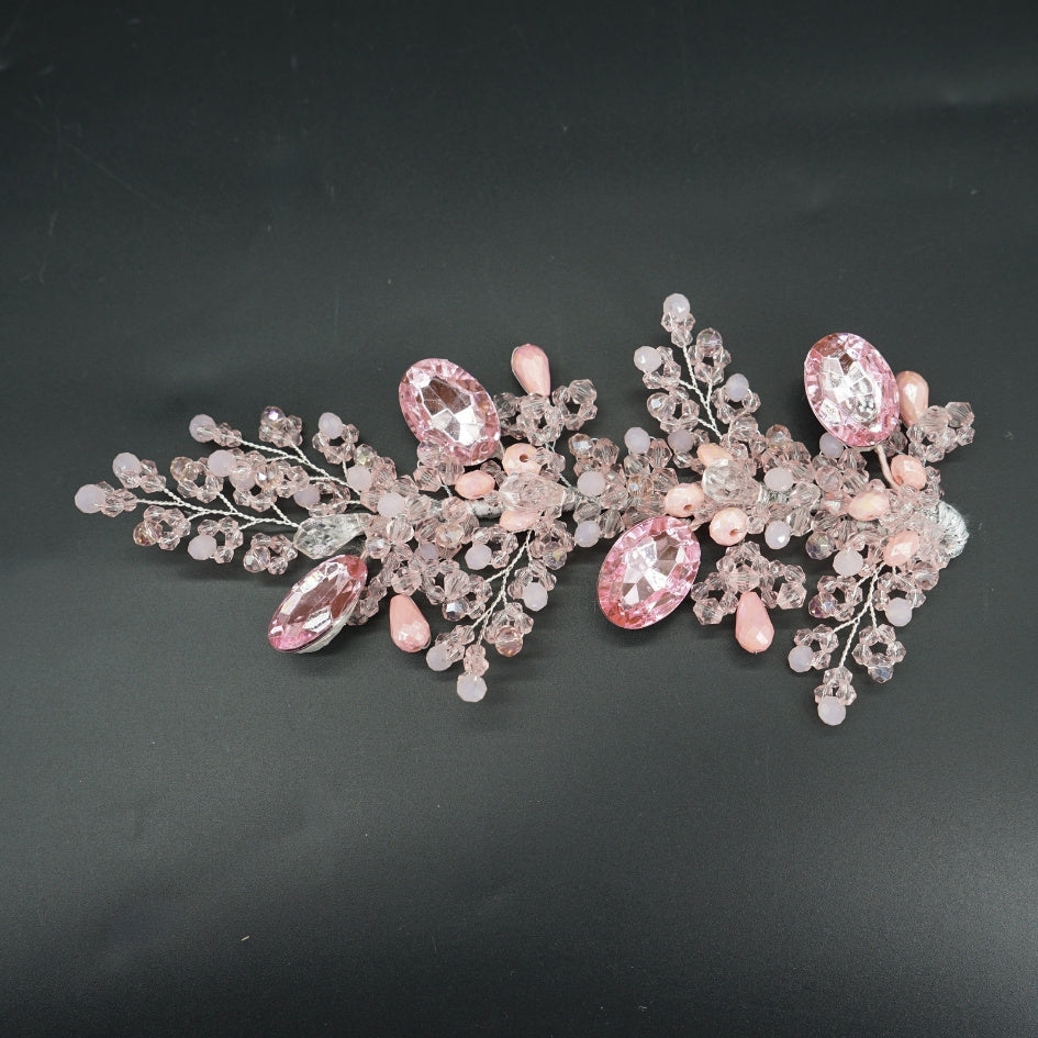 Bijou de tête rose pour mariée – Élégance florale et délicatesse