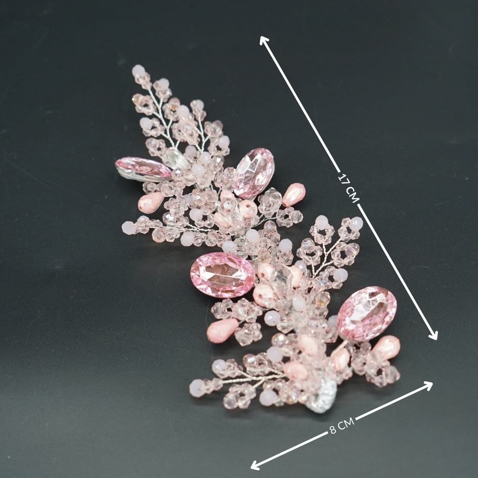Bijou de tête rose pour mariée – Élégance florale et délicatesse