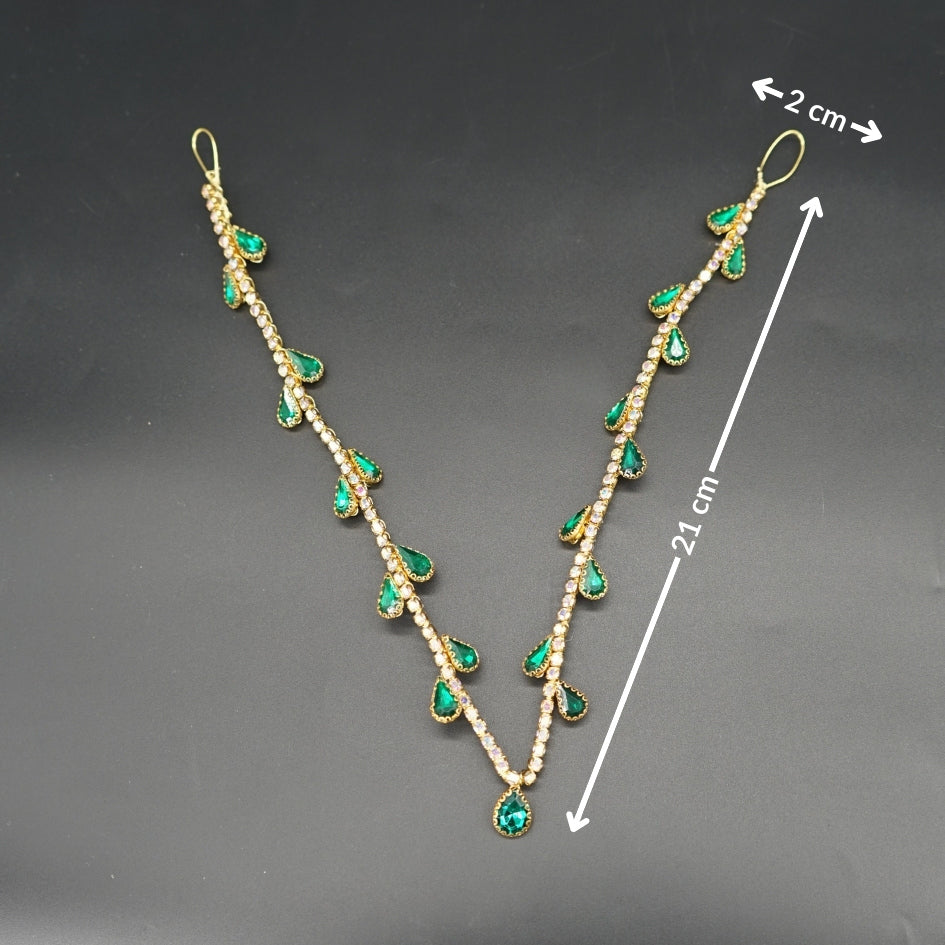 Bijou de tête vert pour mariée élégante style royal