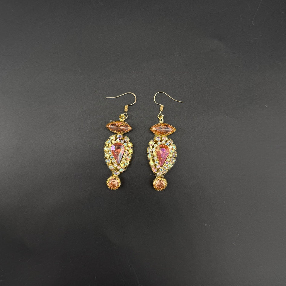 Boucle d'oreille doré et rosé en perle