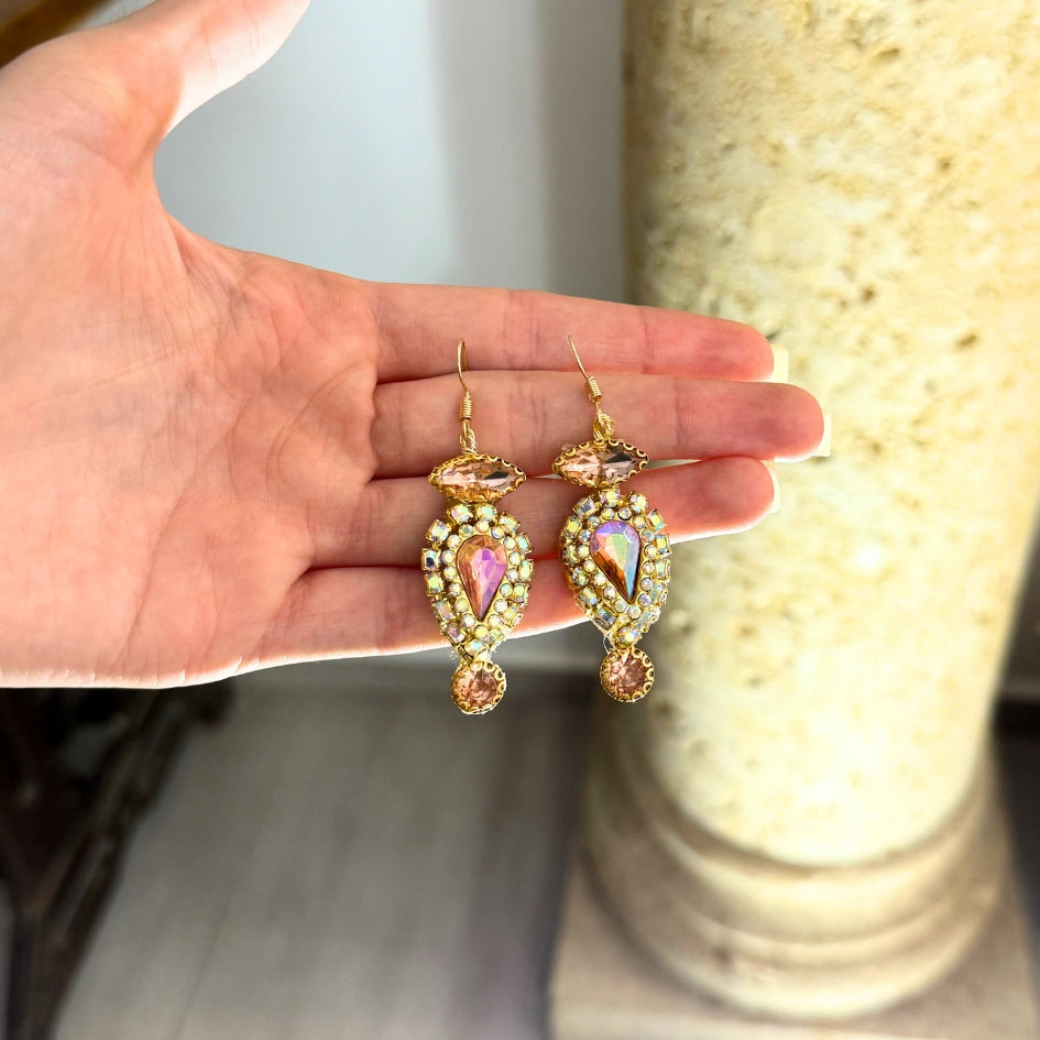 Boucle d'oreille doré et rosé en perle