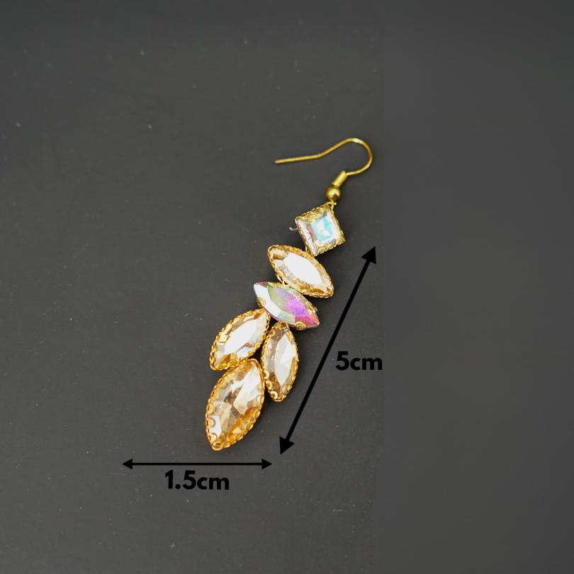 Boucles d'oreilles Dorée, mariage, cristal, boucles d' oreilles mariée, réception, jour spécial, demoiselle d'honneur