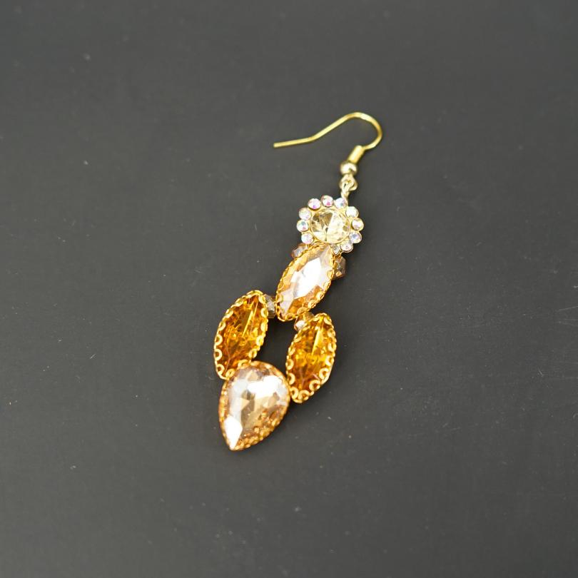 Boucles d'oreilles mariée dorée, boucles d'oreilles Noël, bijoux d'oreilles cristal, boucles d'oreilles de mariée, boucles d'oreilles de mariage