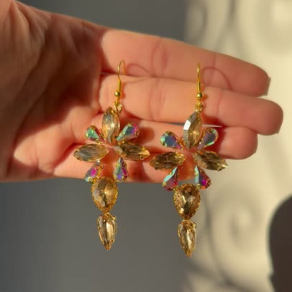 Boucles d'oreilles en strass doré pour mariage - Bijoux intemporels
