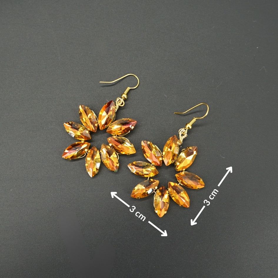 Boucles d’oreilles pendantes fleurs doré