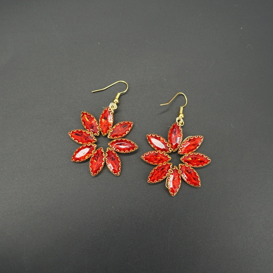 Boucles D'oreilles Pendantes Fait Main – Perles Rouges – Livraison Gratuite