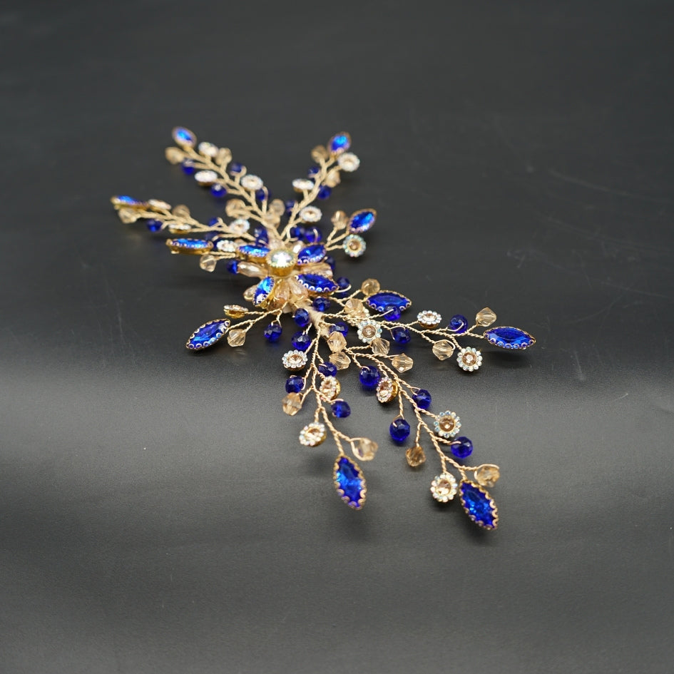 Broche Bleu roi style fleur