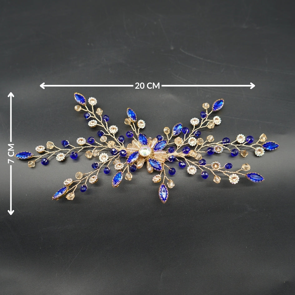 Broche Bleu roi style fleur