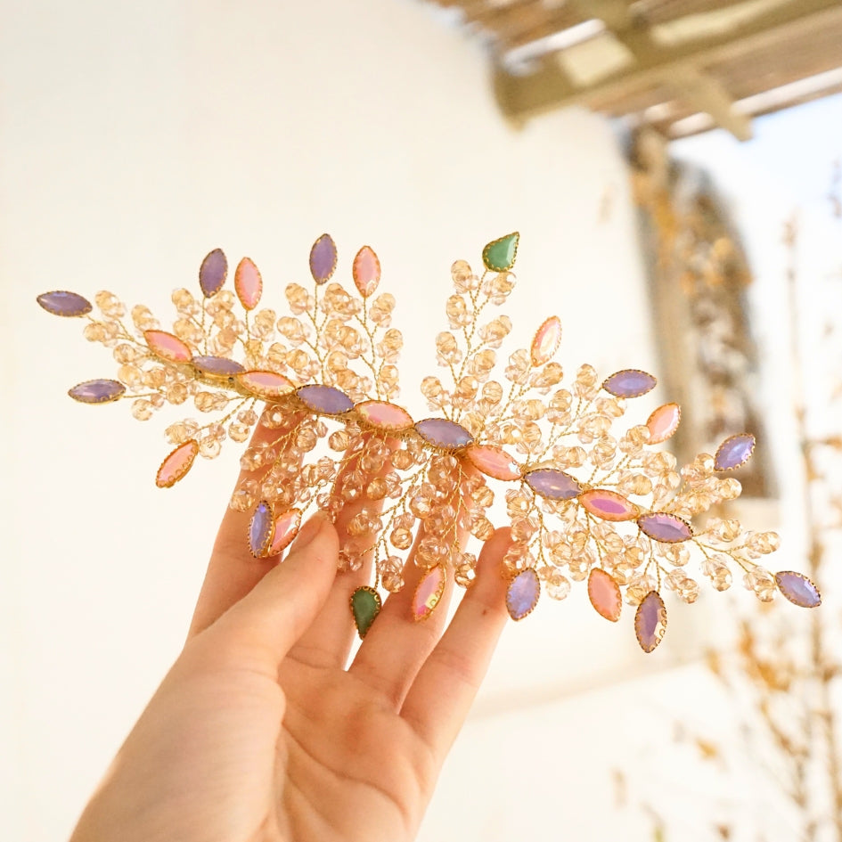 Broche de cheveux couleur rose mauve