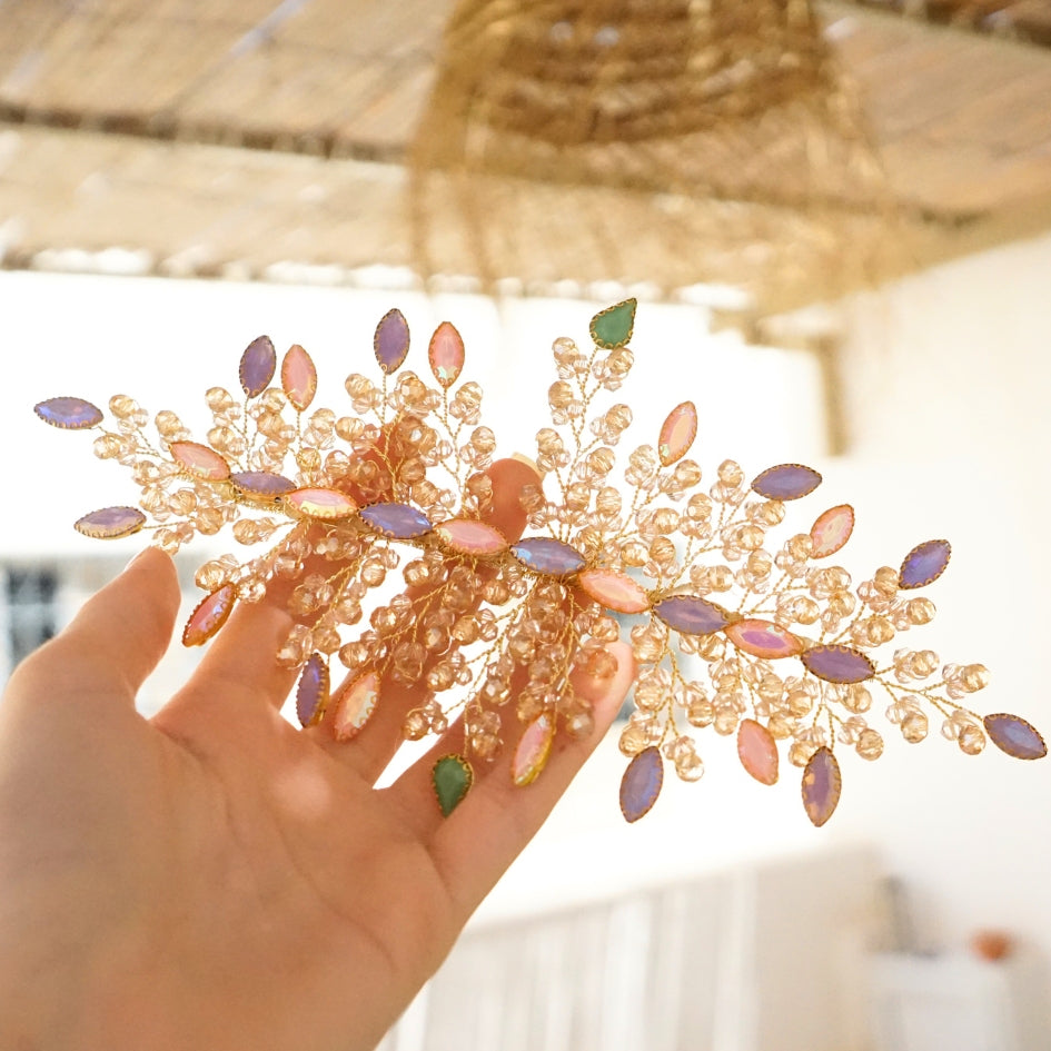 Broche de cheveux couleur rose mauve