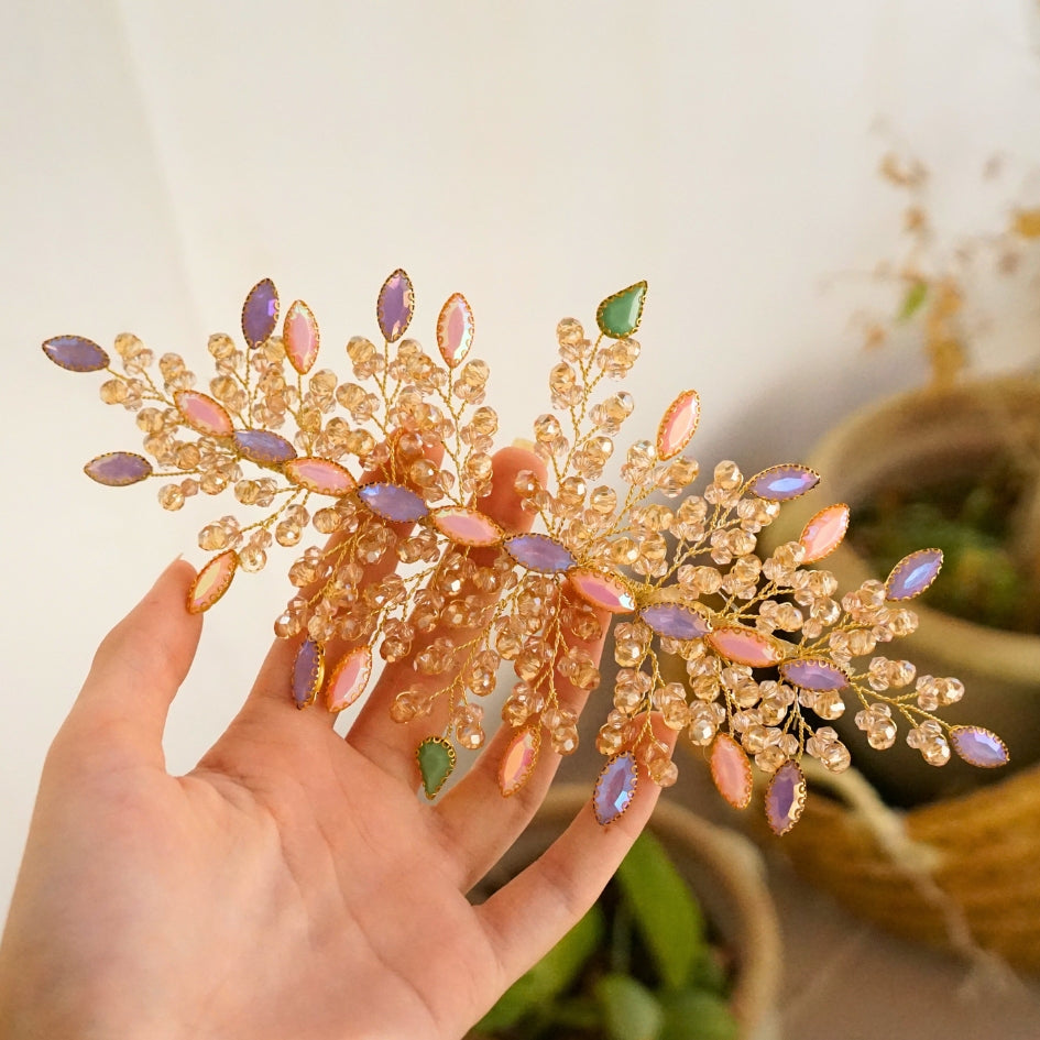 Broche de cheveux couleur rose mauve