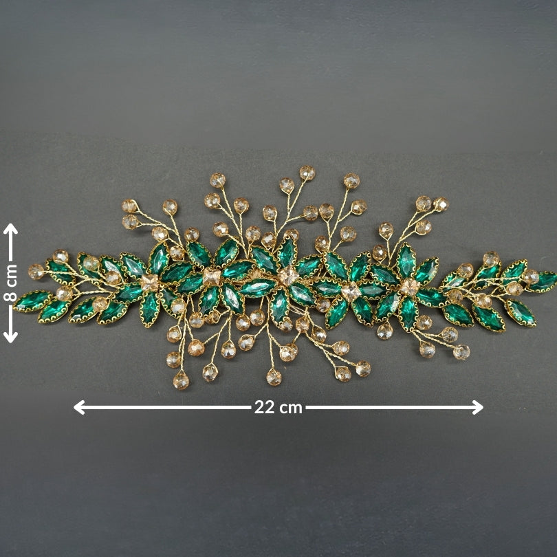 Broche de cheveux élégant avec cristaux verts