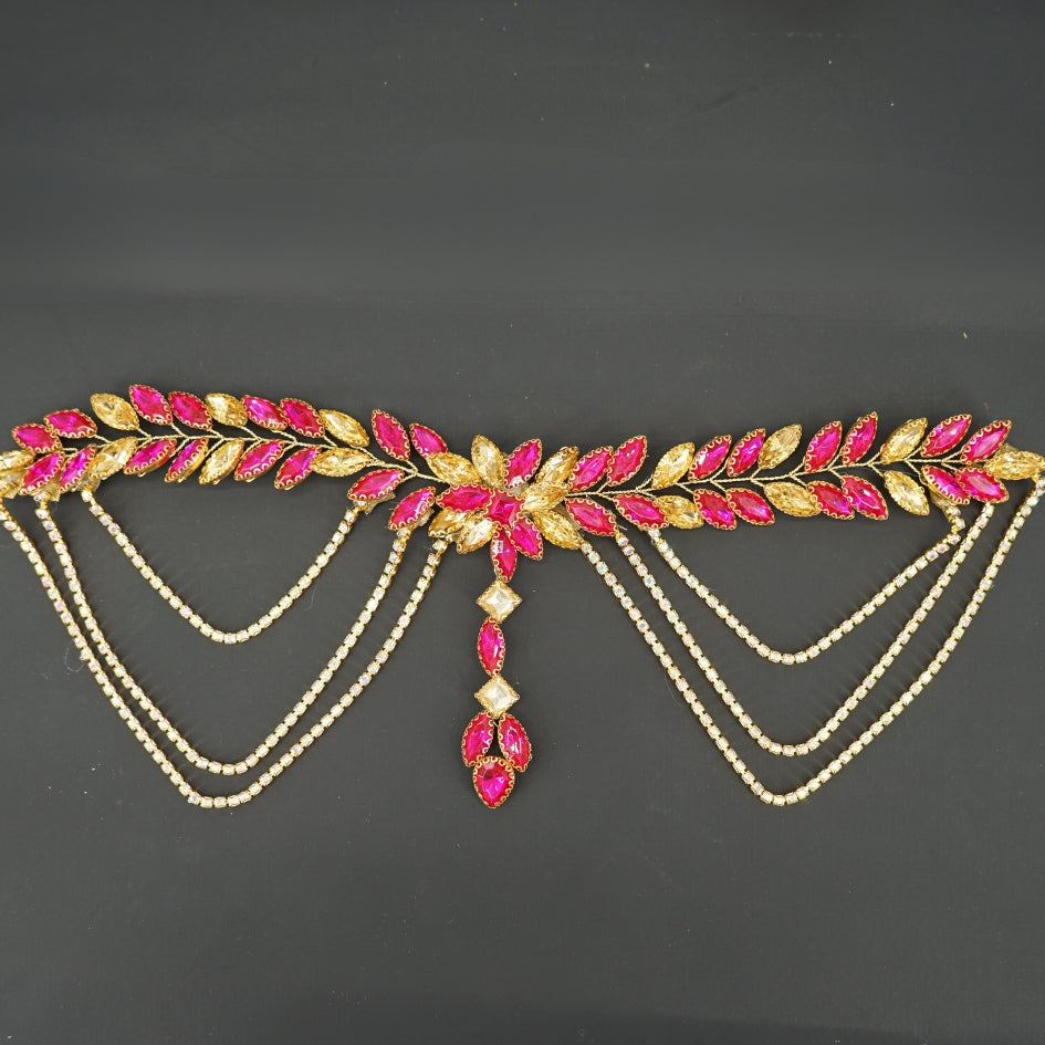 Broche de cheveux pour mariage couleur rose et dorée