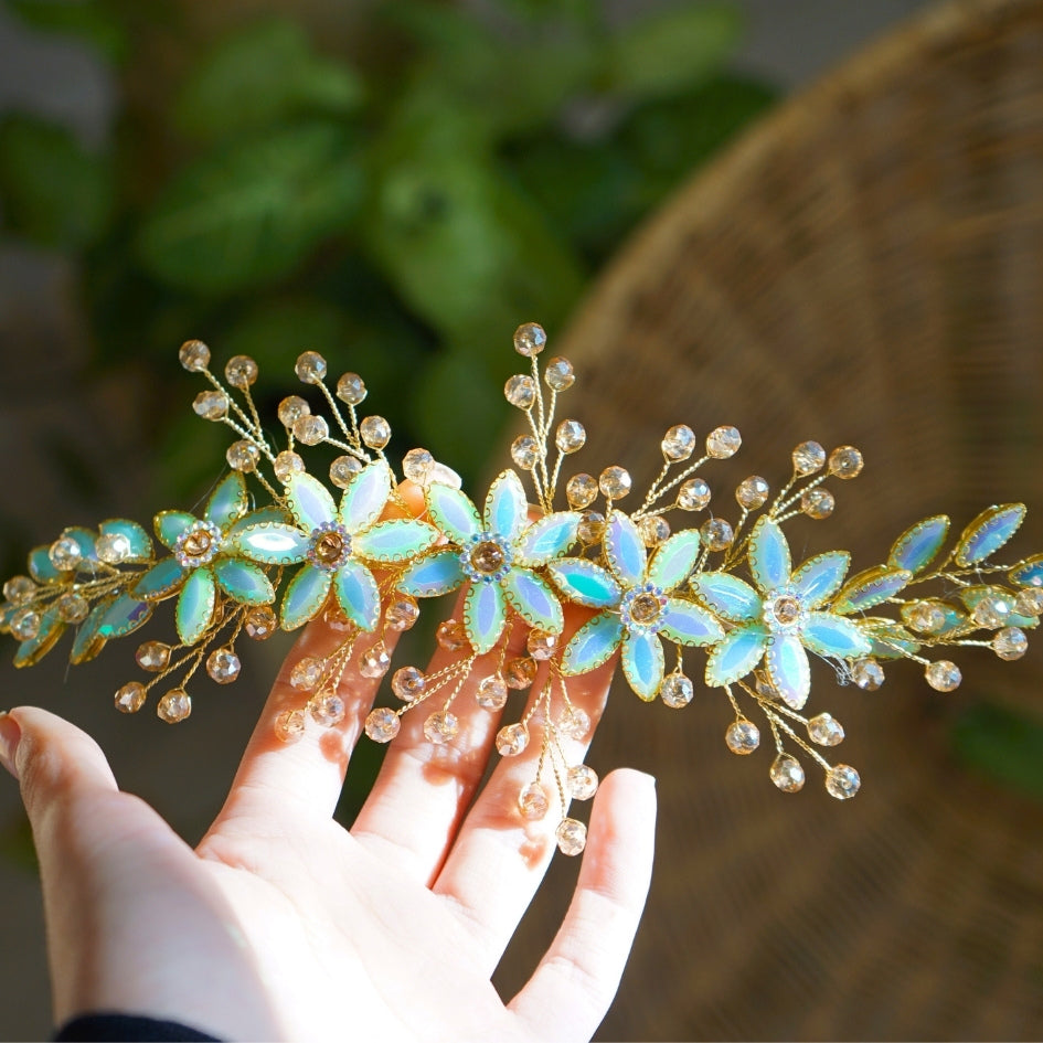 Broche de cheveux pour mariage cristal bleu