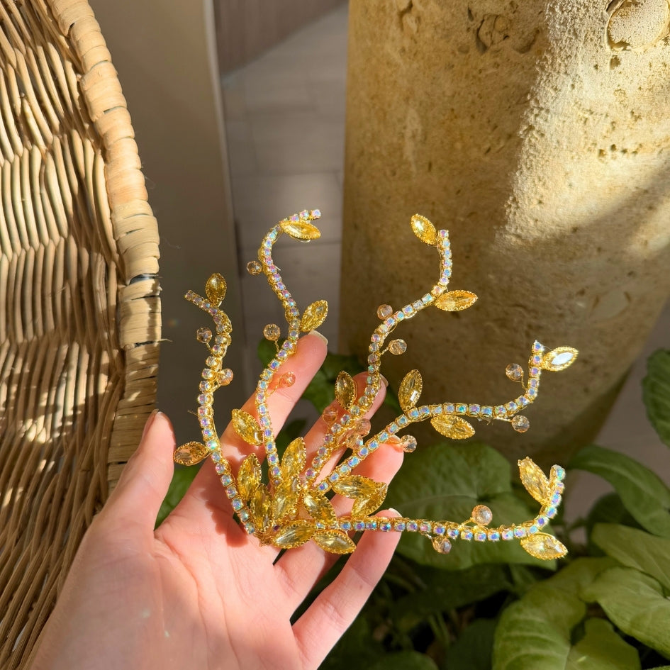 Broche de coiffure mariage doré et scintillant